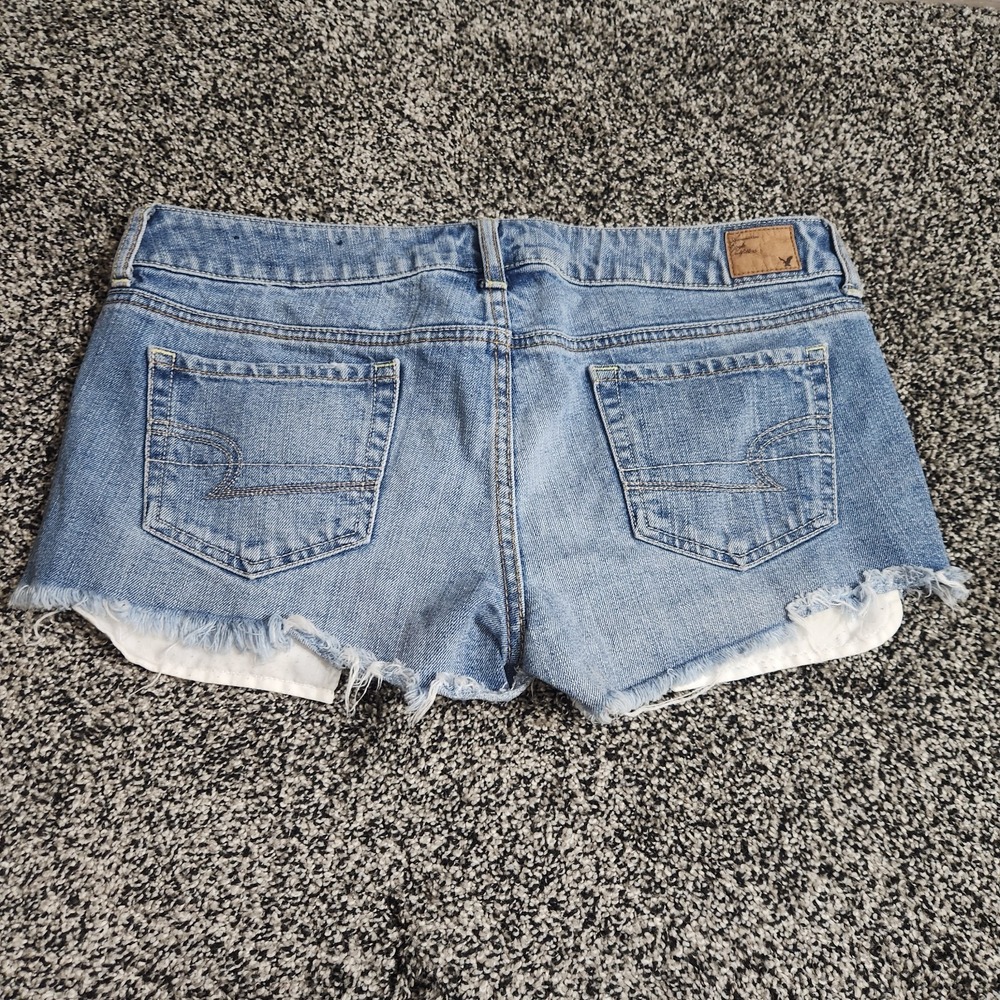 Y2k American Eagle Jean Shorts Micro Glitter Star Pockets Festival Rave Sz 10 - Picture 6 of 9